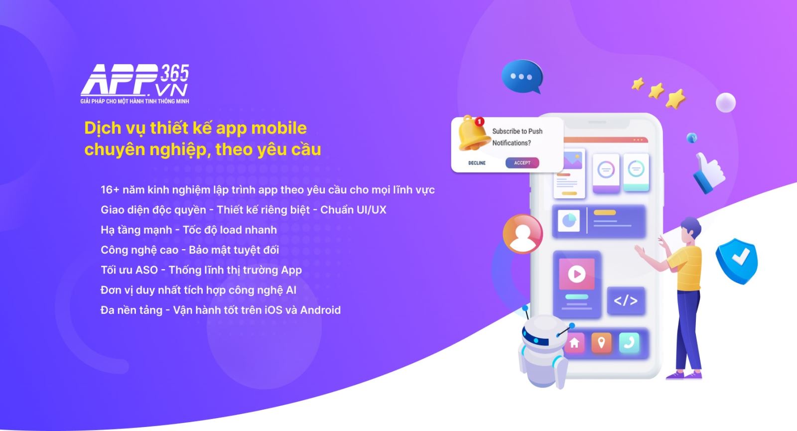 Đơn vị thiết kế App Mobile theo yêu cầu chuyên nghiệp uy tín tại Việt Nam